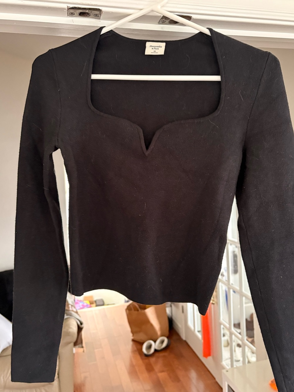 Abercrombie Black Long-Sleeve Knit Shirt, Size XS